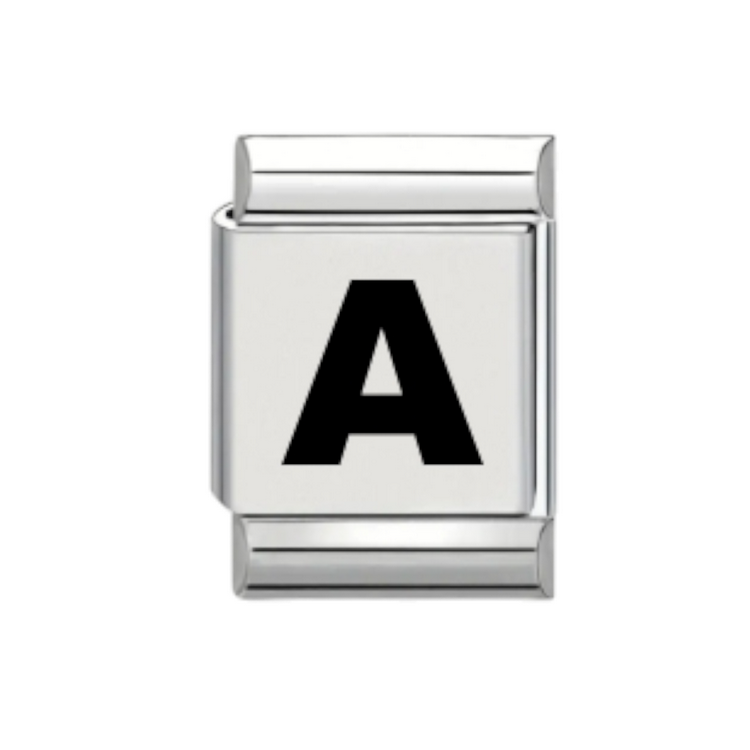 13mm Laser Italian Charm - Plain Letter A