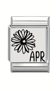 13mm Laser Italian Charm - April Flower