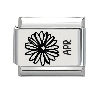 9mm Laser Italian Charm - April Flower
