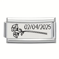 9mm Laser Italian Charm Superlink - April Flower Date