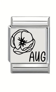 13mm Laser Italian Charm - August Flower