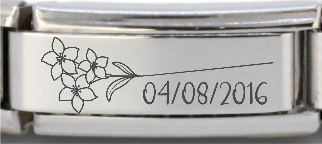 9mm Laser Italian Charm Superlink - August Flower Date