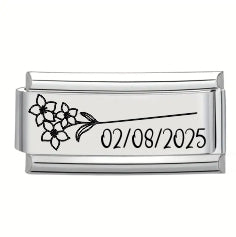 9mm Laser Italian Charm Superlink - August Flower Date