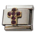 February Birthstone Cross 9mm Charm