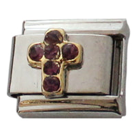 February Birthstone Cross 9mm Charm