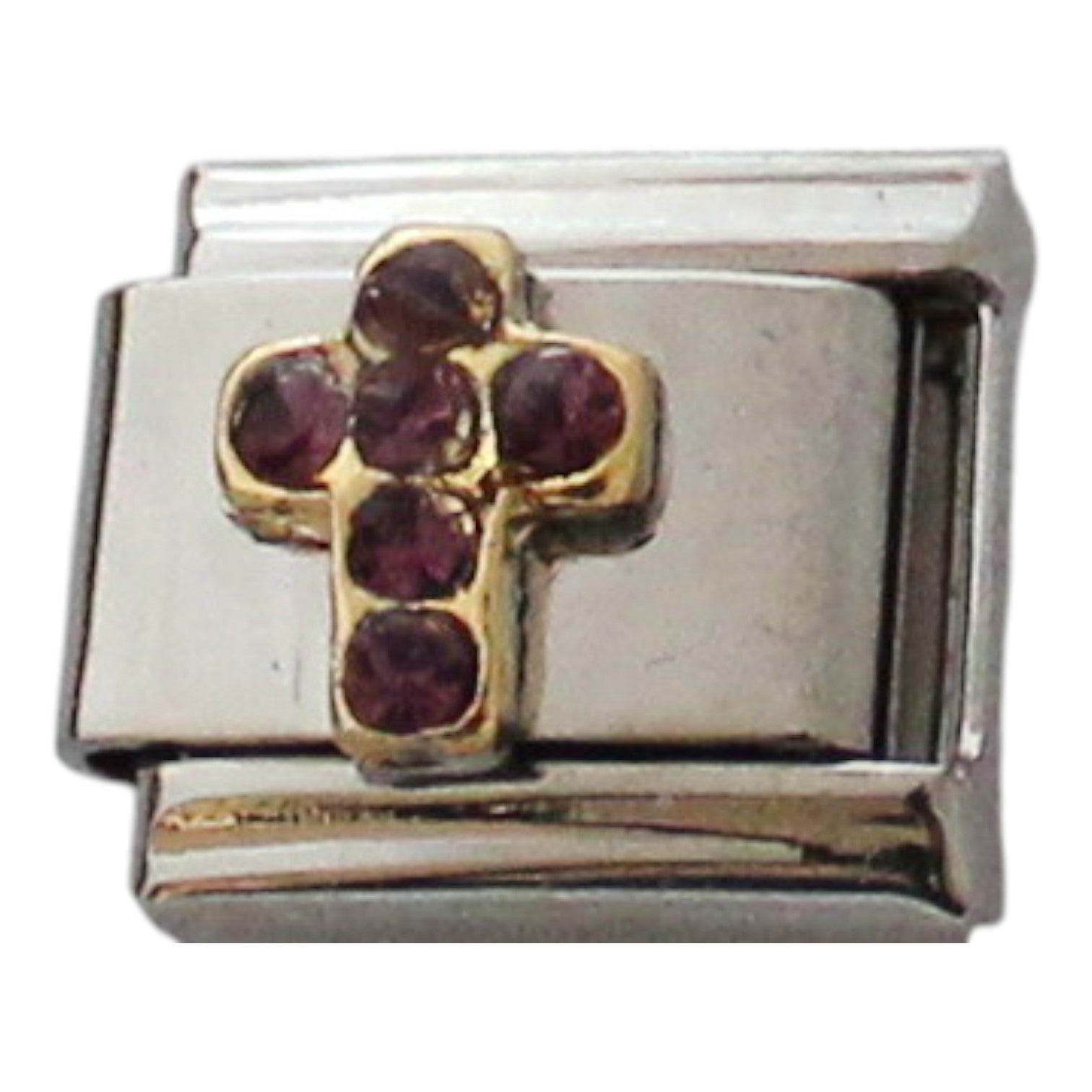 February Birthstone Cross 9mm Charm