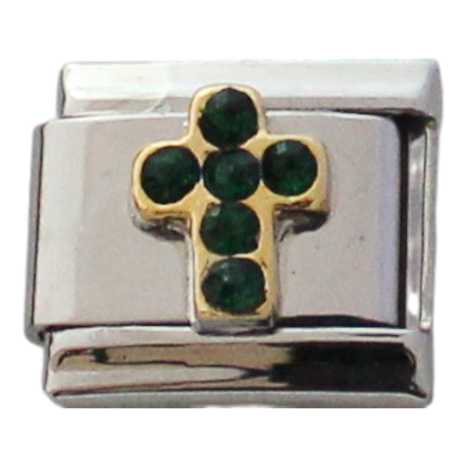 May Birthstone Cross 9mm Charm