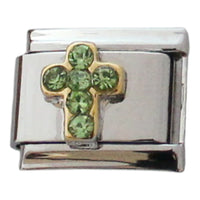 August Birthstone Cross 9mm Charm