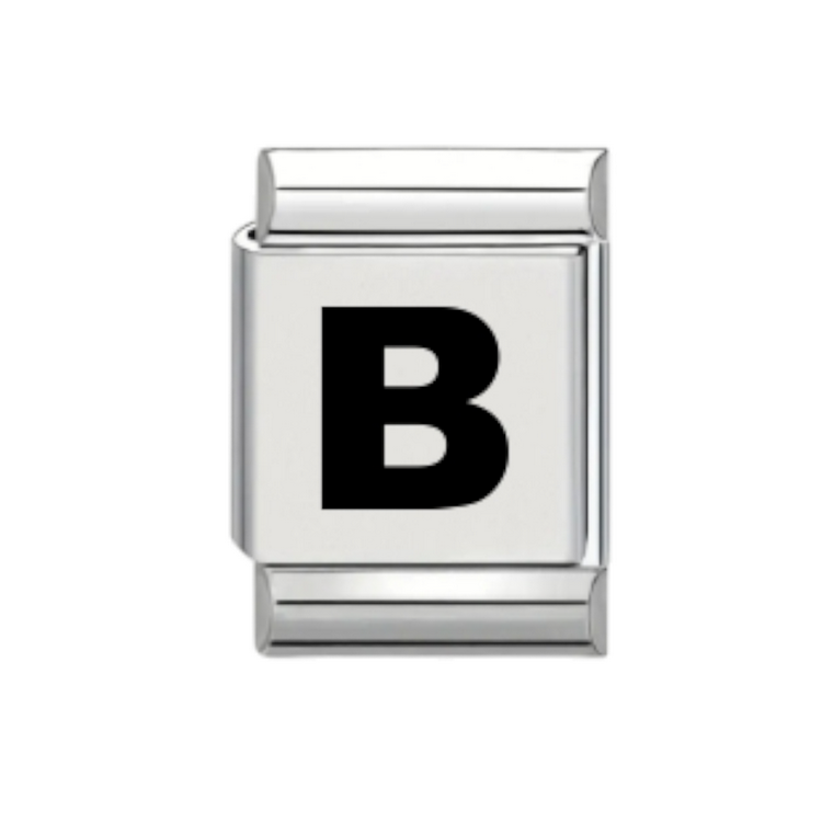 13mm Laser Italian Charm - Plain Letter B