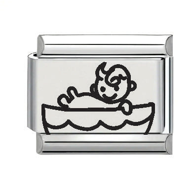 9mm Laser Italian Charm - Baby Drawing