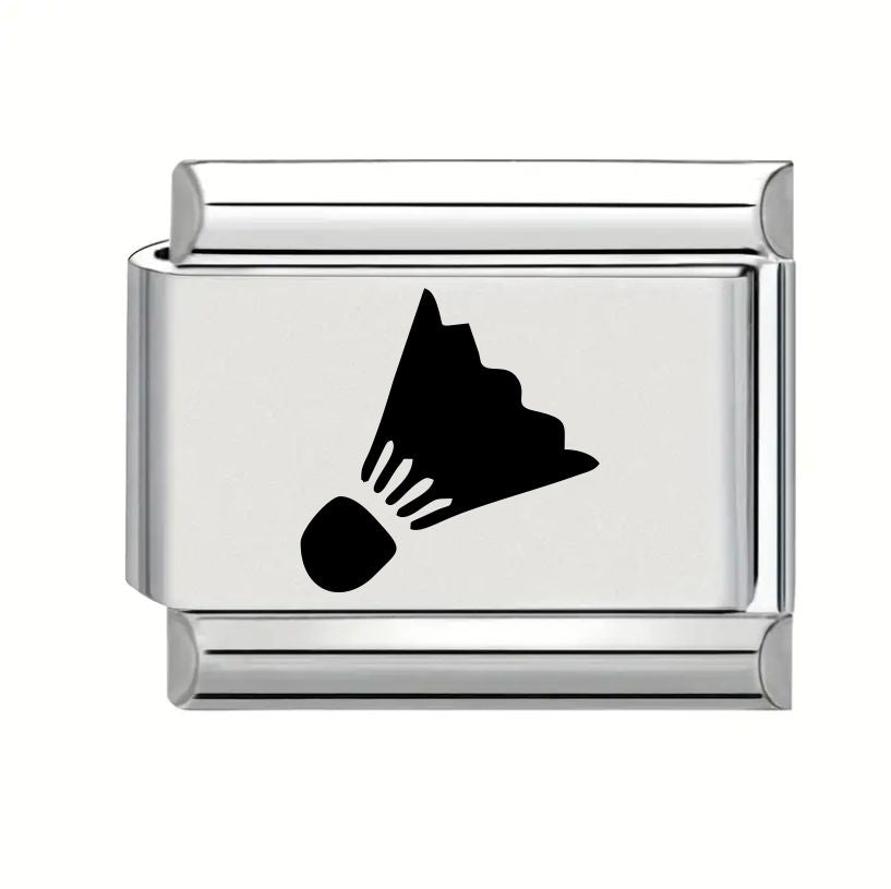 9mm Laser Engraved Charm - Badminton