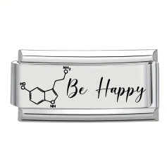 9mm Laser Italian Charm - Be Happy Superlink