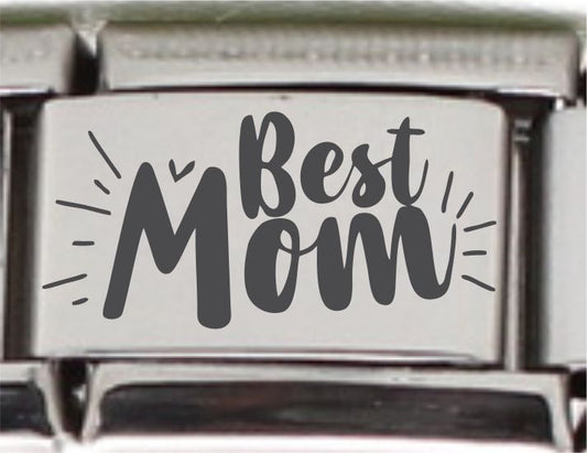 9mm Laser Italian Charm - Best Mom