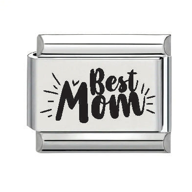 9mm Laser Italian Charm - Best Mom