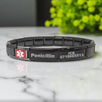 9mm Medical Alert Charm Bracelet Black