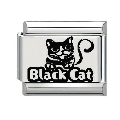 9mm Laser Italian Charm - Black Cat