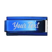 9mm Blue Engraved Personalized Superlink Italian charm