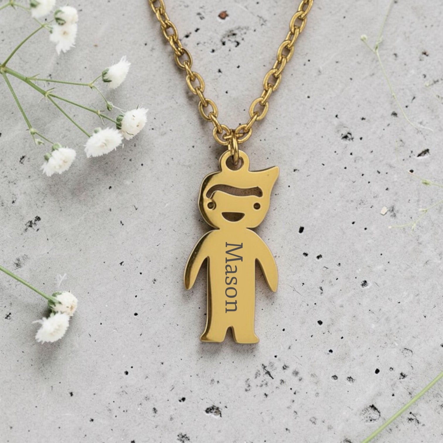 Personalized Gold Plated Girl or Boy Pendant with Chain
