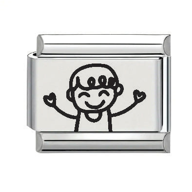 9mm Laser Italian Charm - Boy Drawing