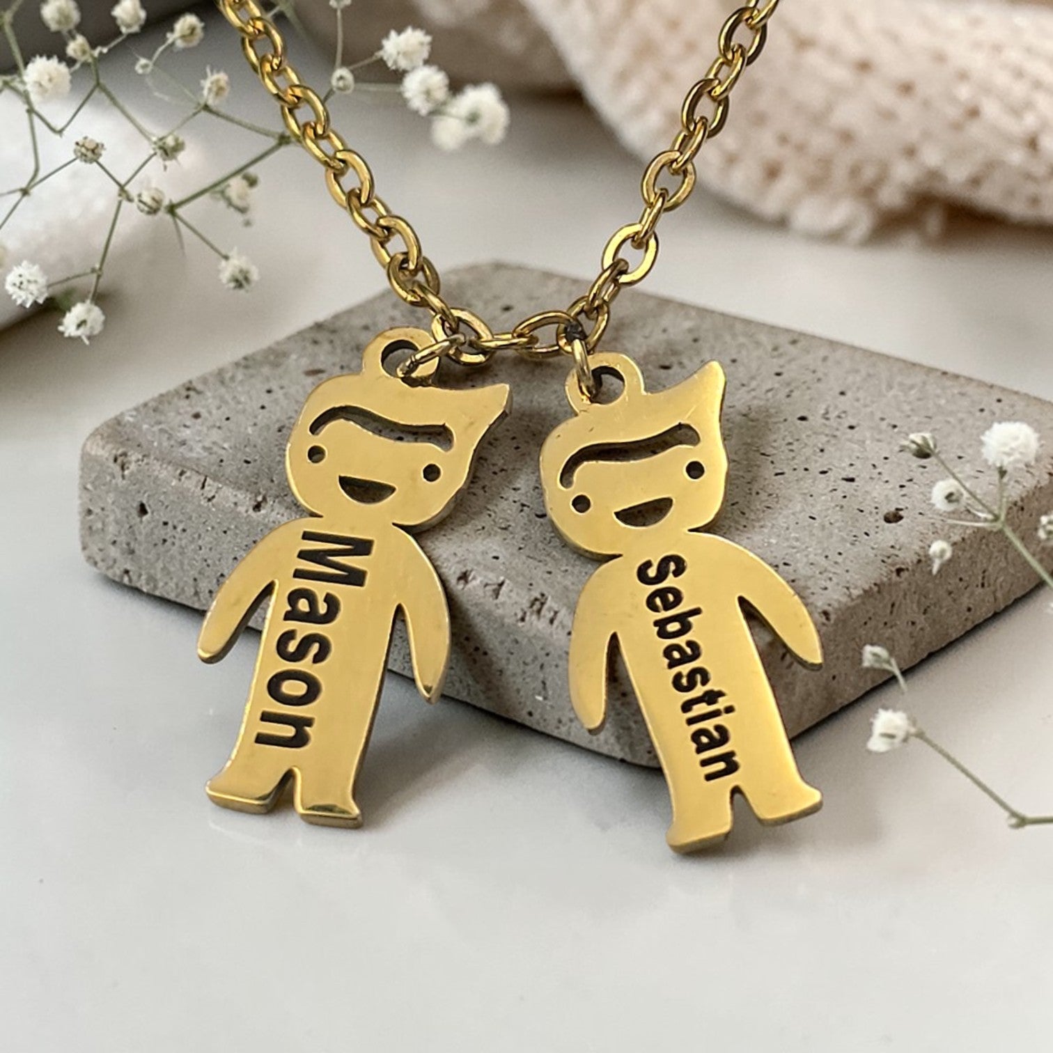 Personalized Gold Plated Girl or Boy Pendant with Chain