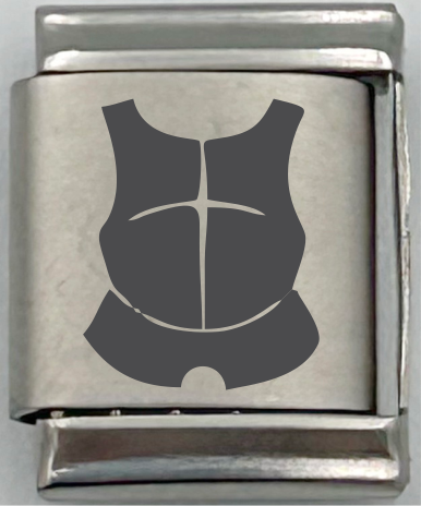 13mm Laser Engraved Charm - Armour Of God - Breast Plate of Righteousness