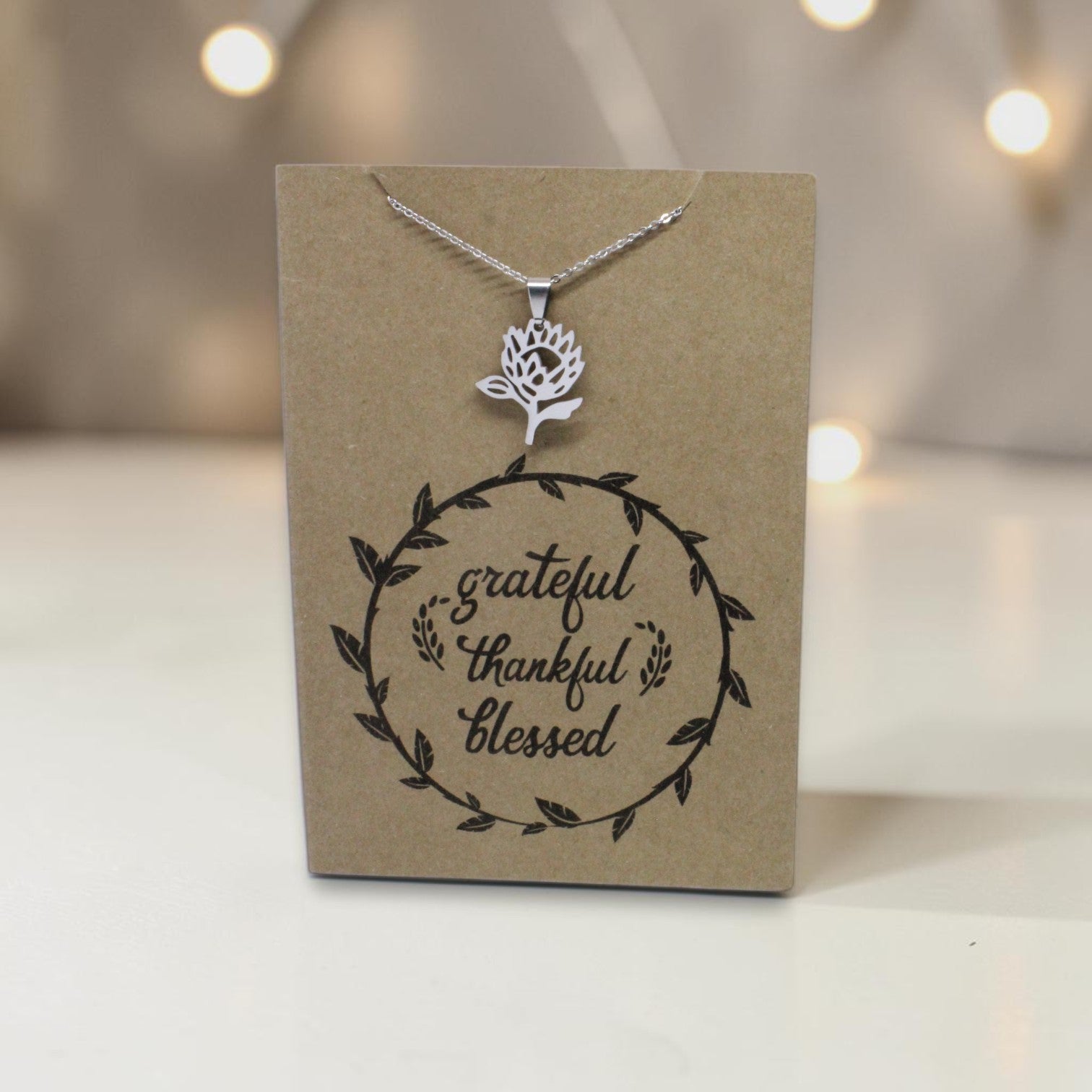 Protea Pendant & Chain - Card 186