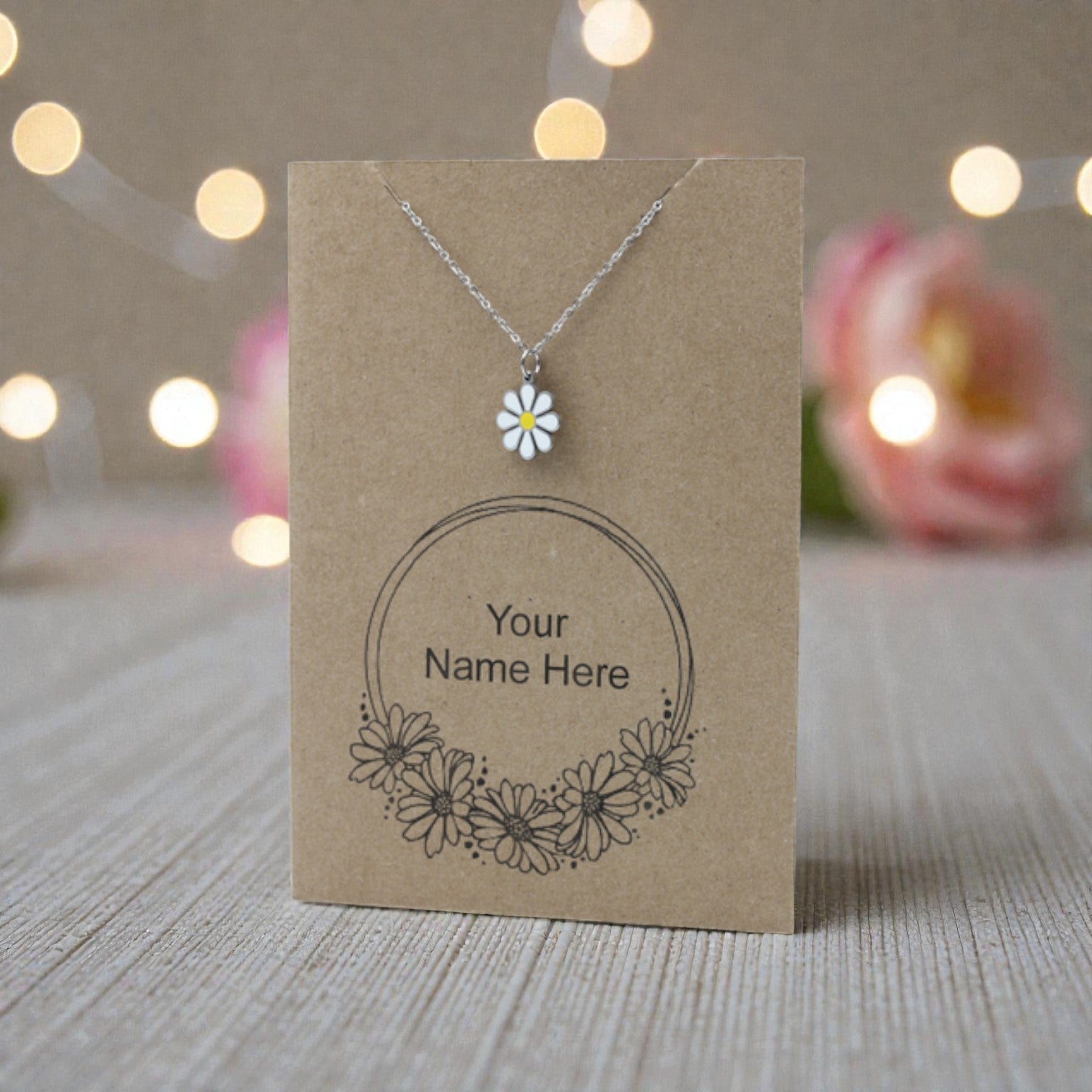 Daisy Enamel Pendant & Chain - Card 479 (click to personalize)