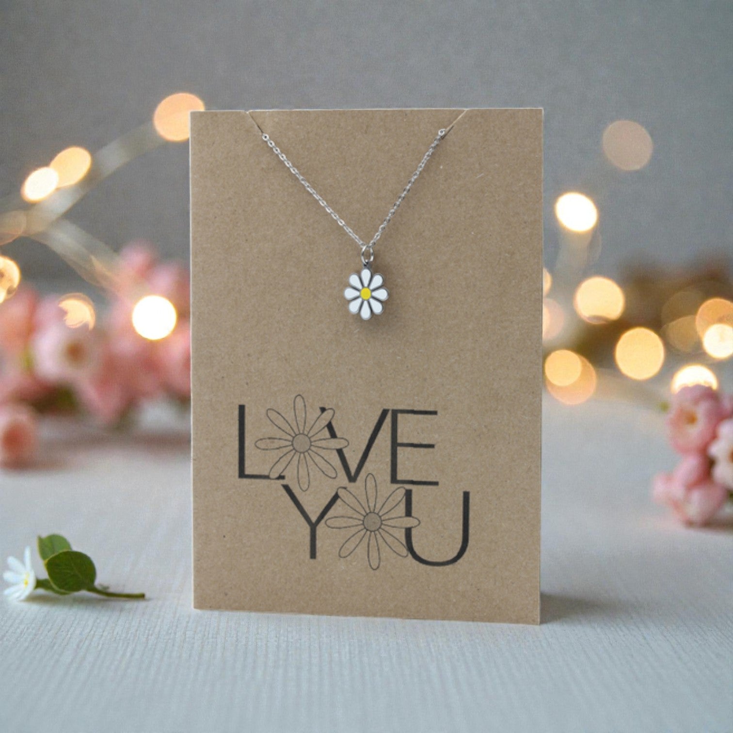 Daisy Enamel Pendant & Chain - Card 481