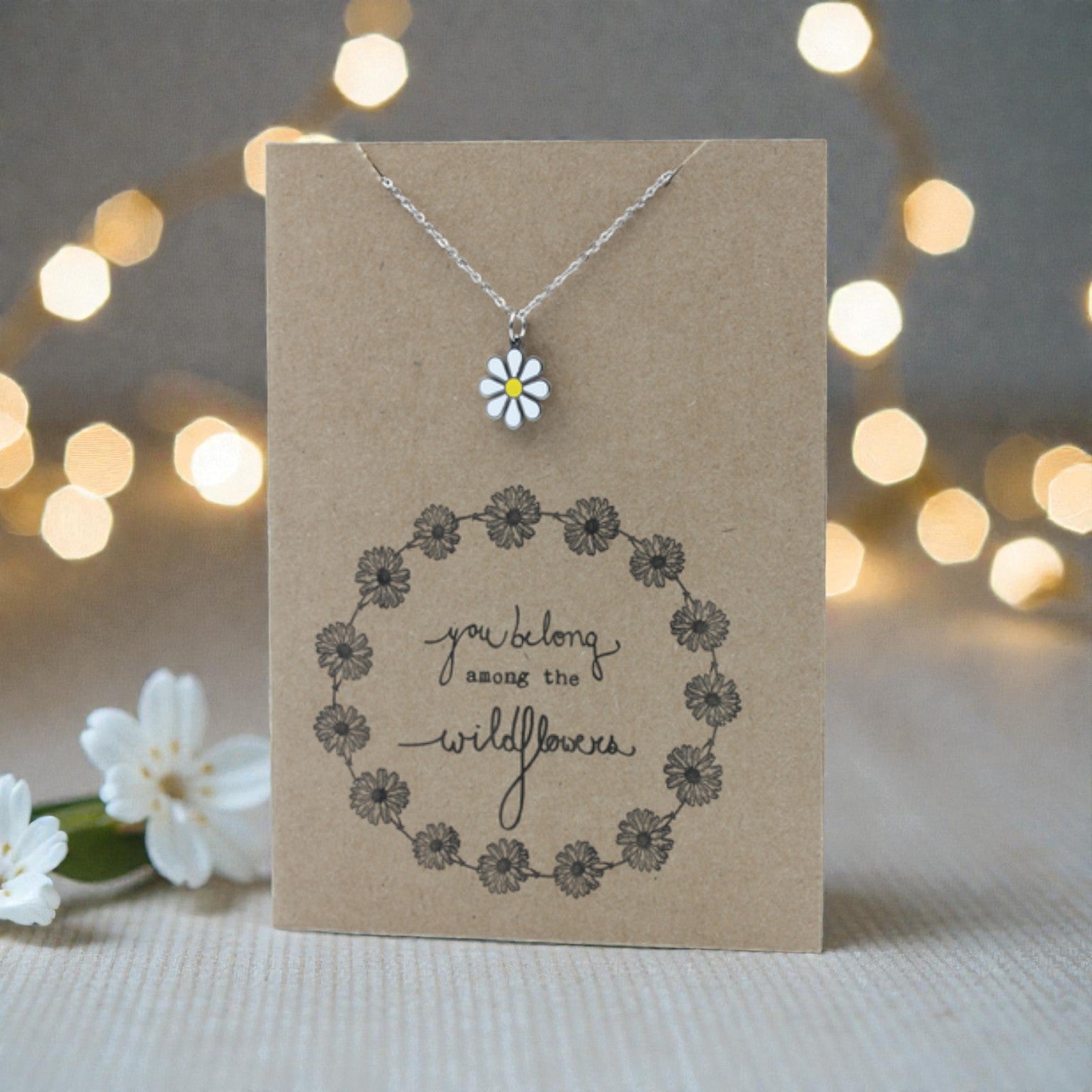 Daisy Enamel Pendant & Chain - Card 482