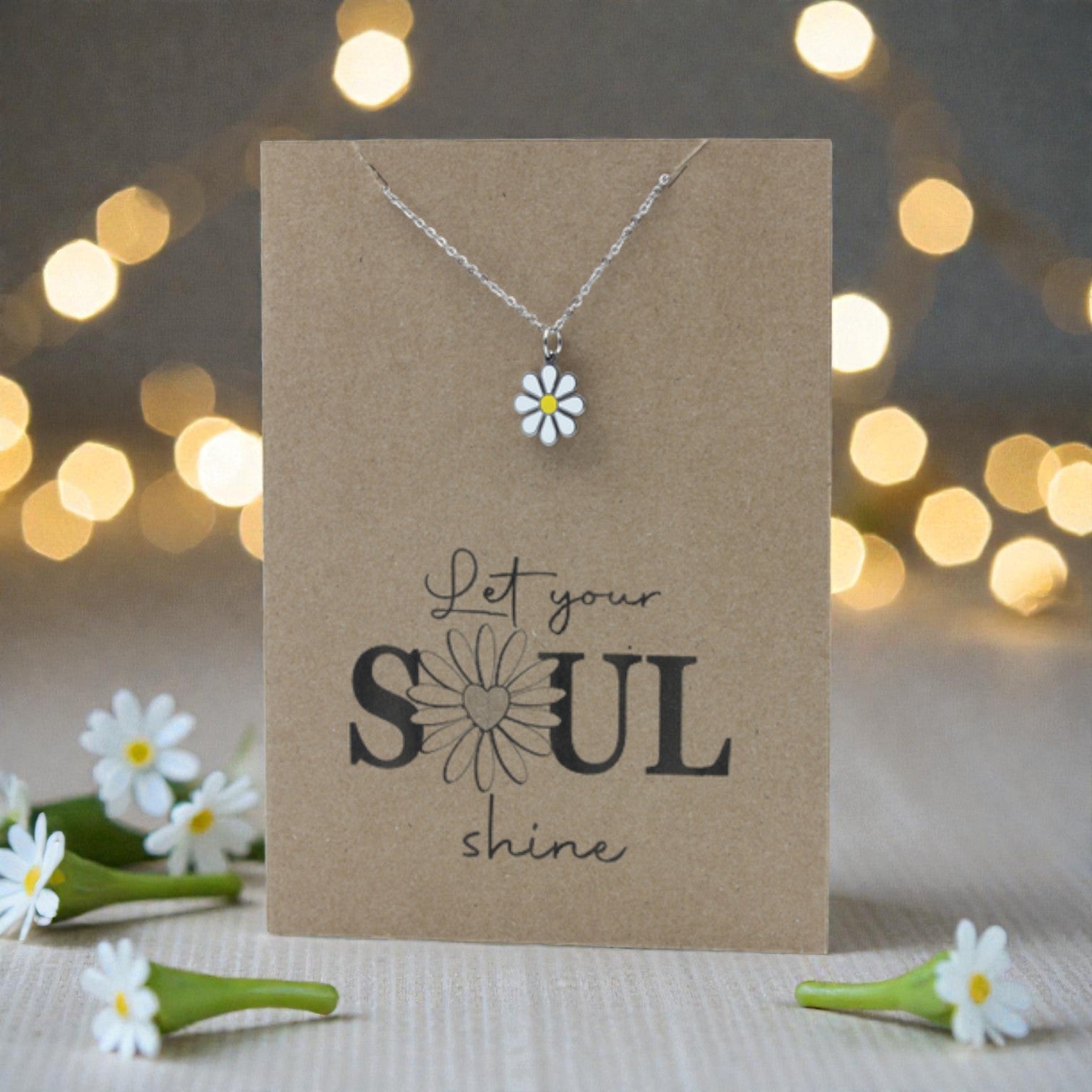Daisy Enamel Pendant & Chain - Card 483