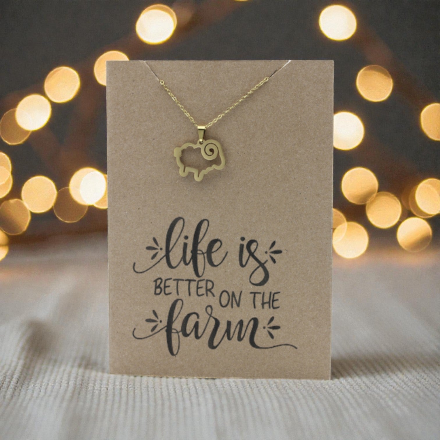 Sheep Pendant & Chain - Card 502