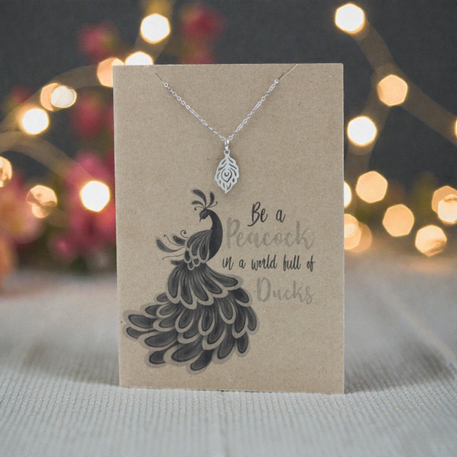 Peacock Feather Pendant & Chain - Card 513