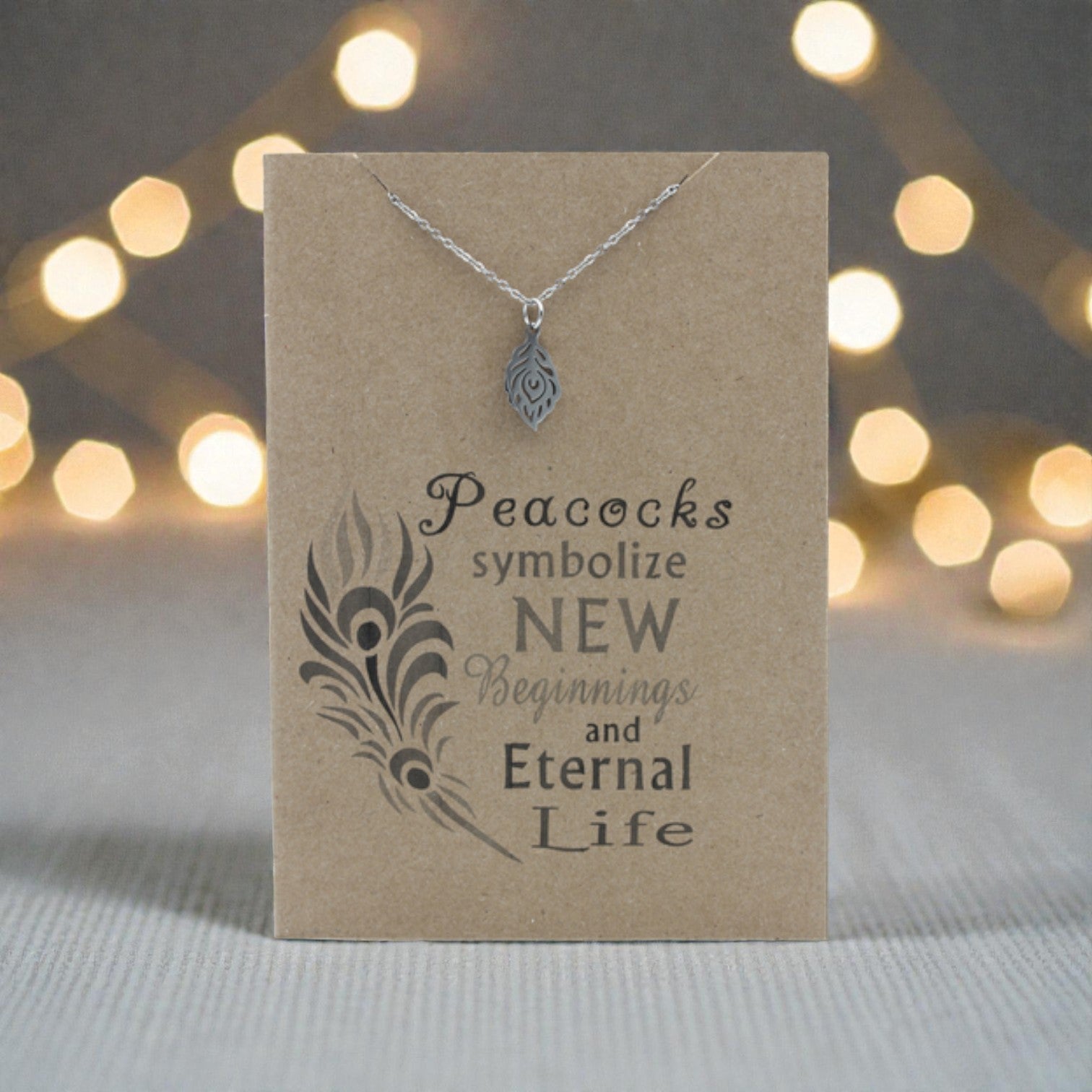 Peacock Feather Pendant & Chain - Card 514
