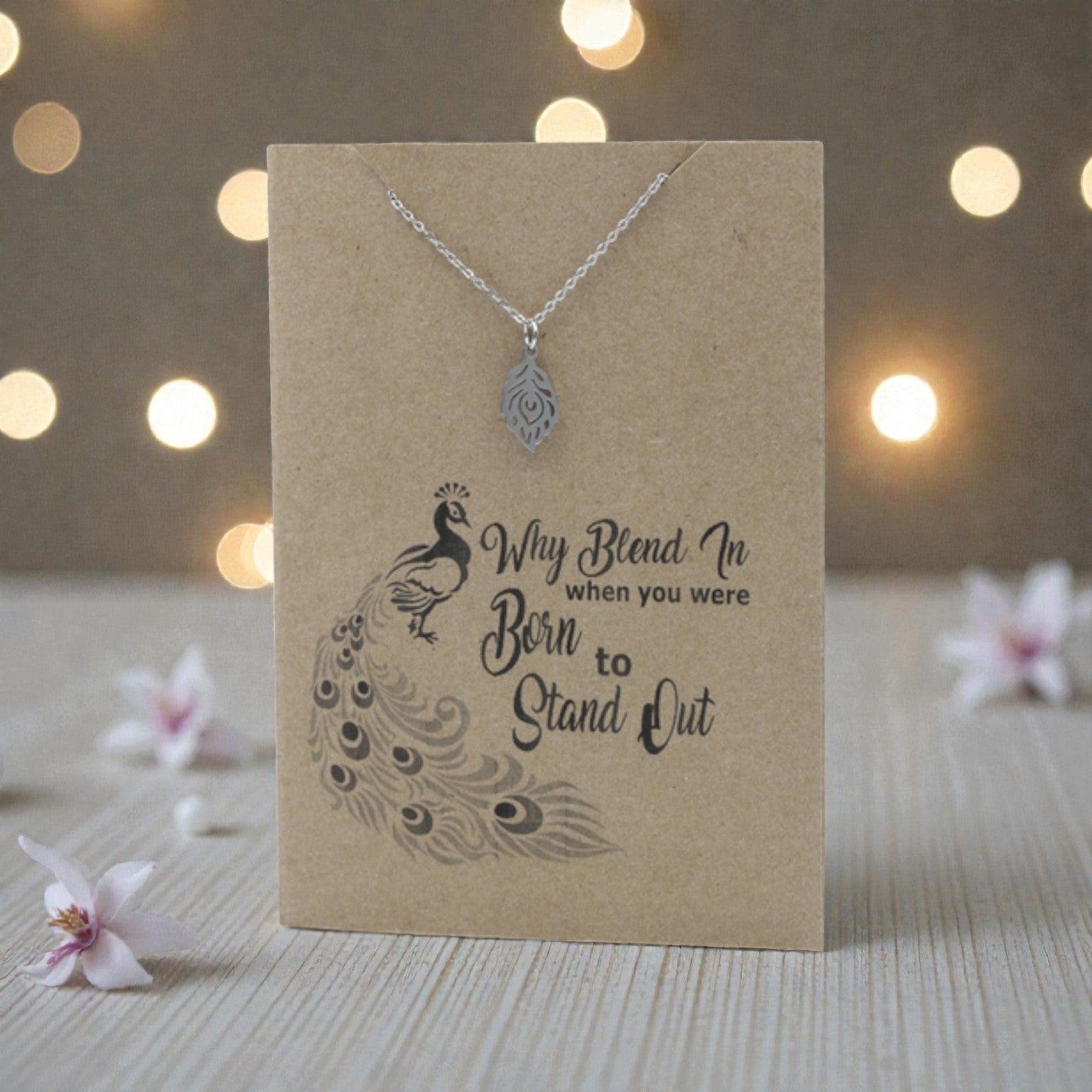 Peacock Feather Pendant & Chain - Card 515