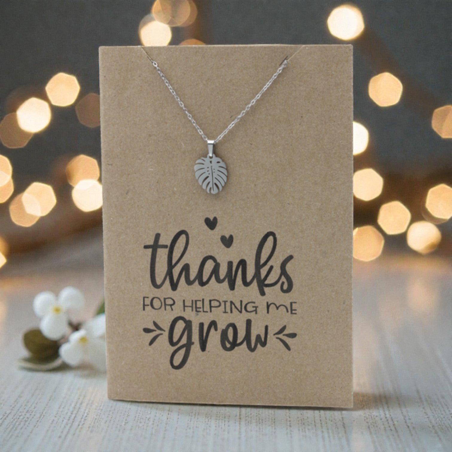 Monstera Leaf Pendant & Chain - Card 520