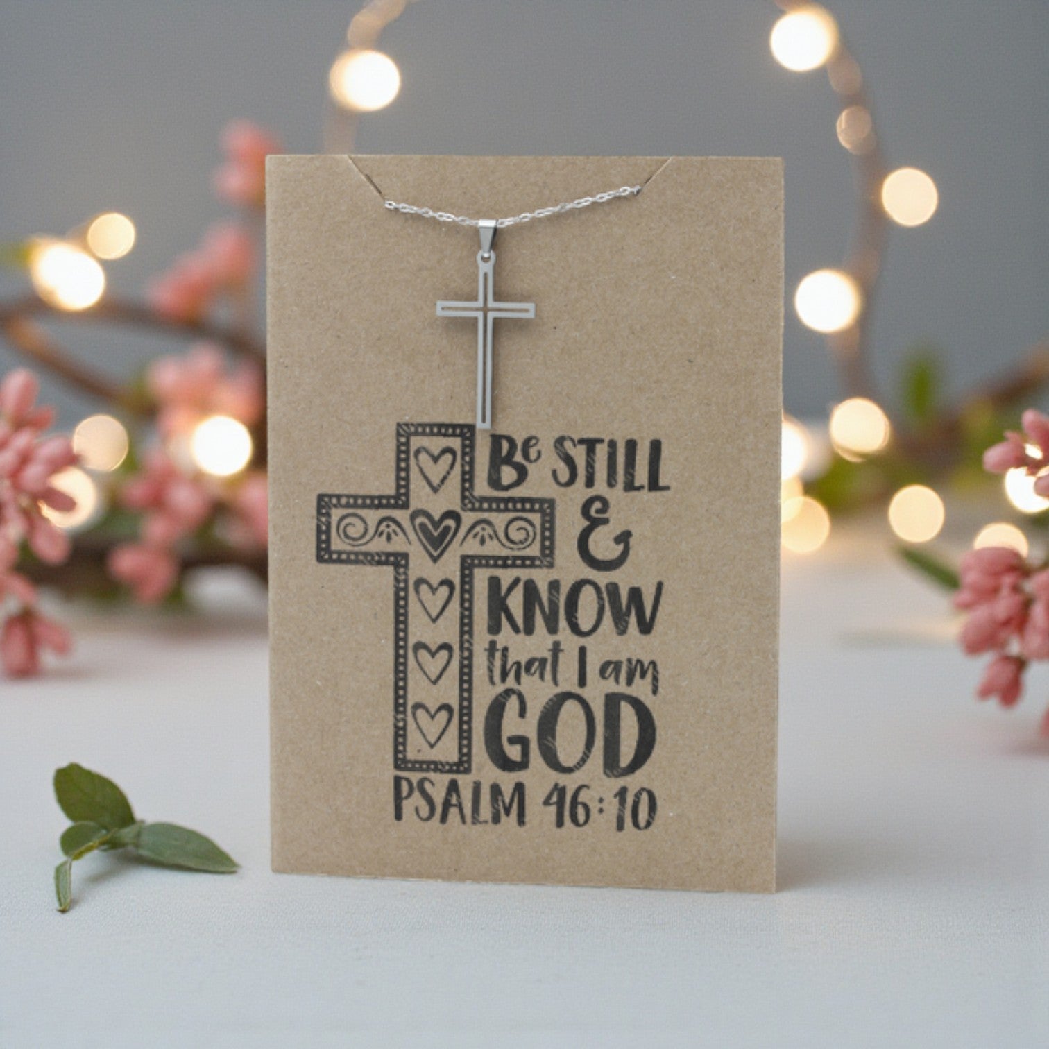 Cross Outline Pendant & Chain - Card 523