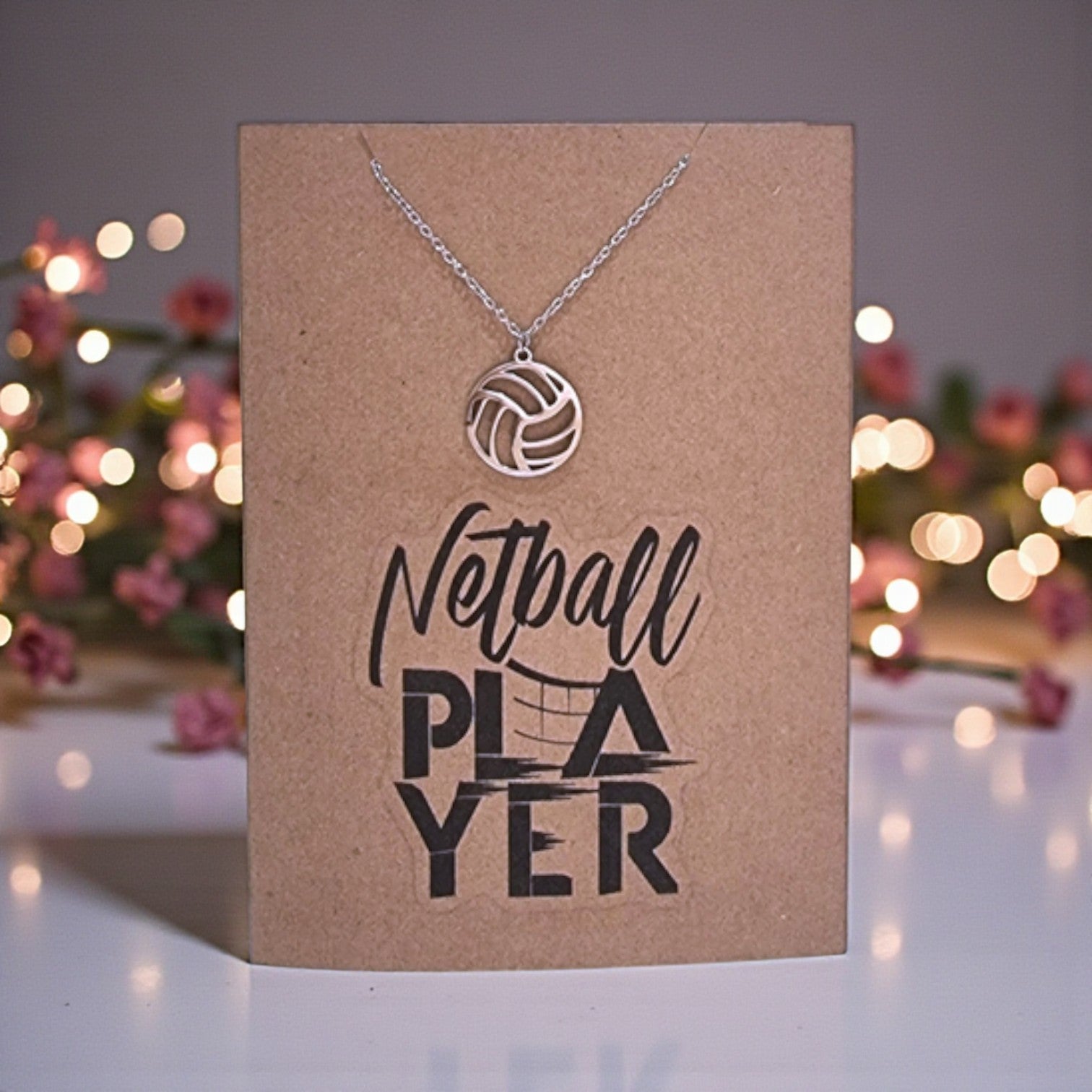 Netball Pendant and Chain - Card 533
