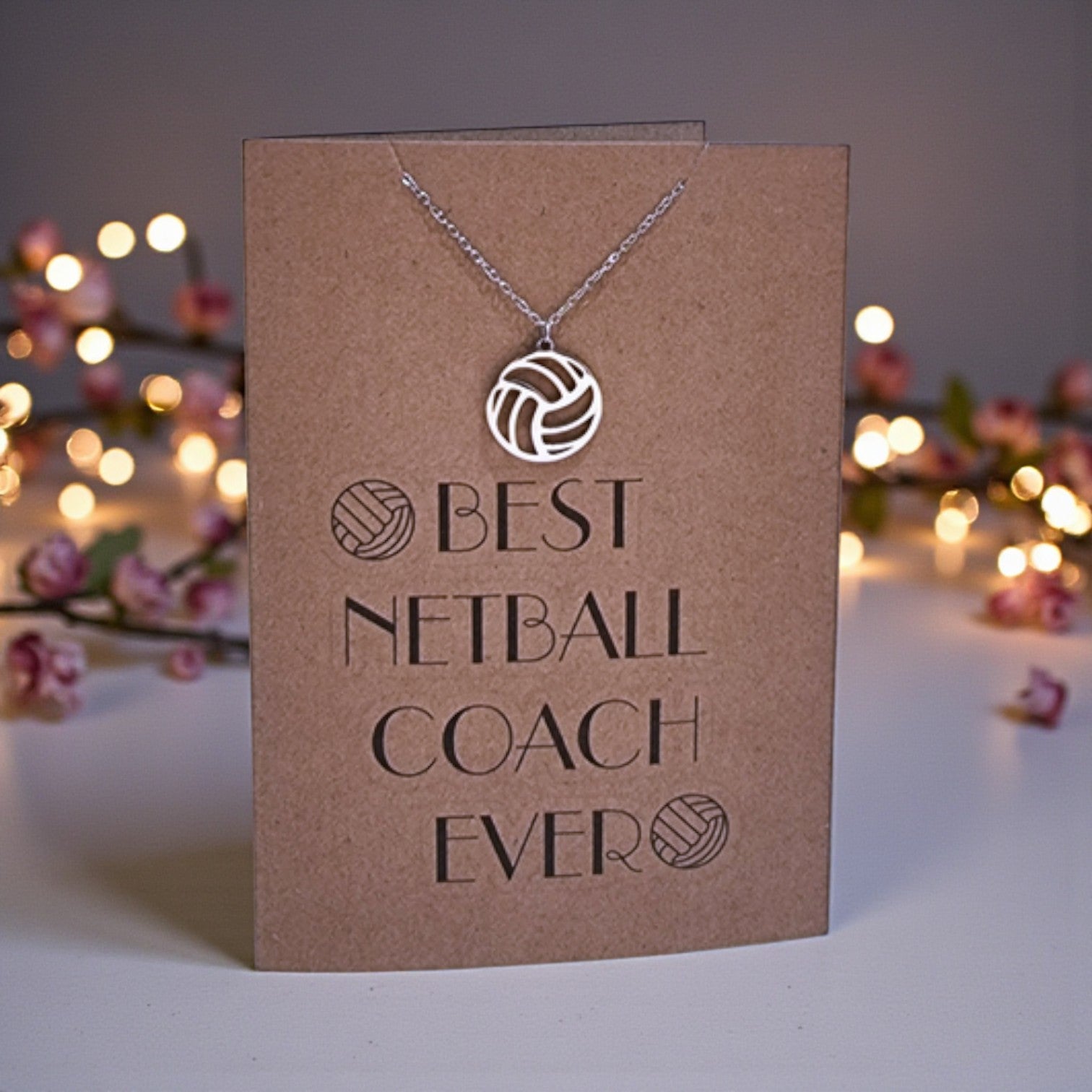 Netball Pendant and Chain - Card 536