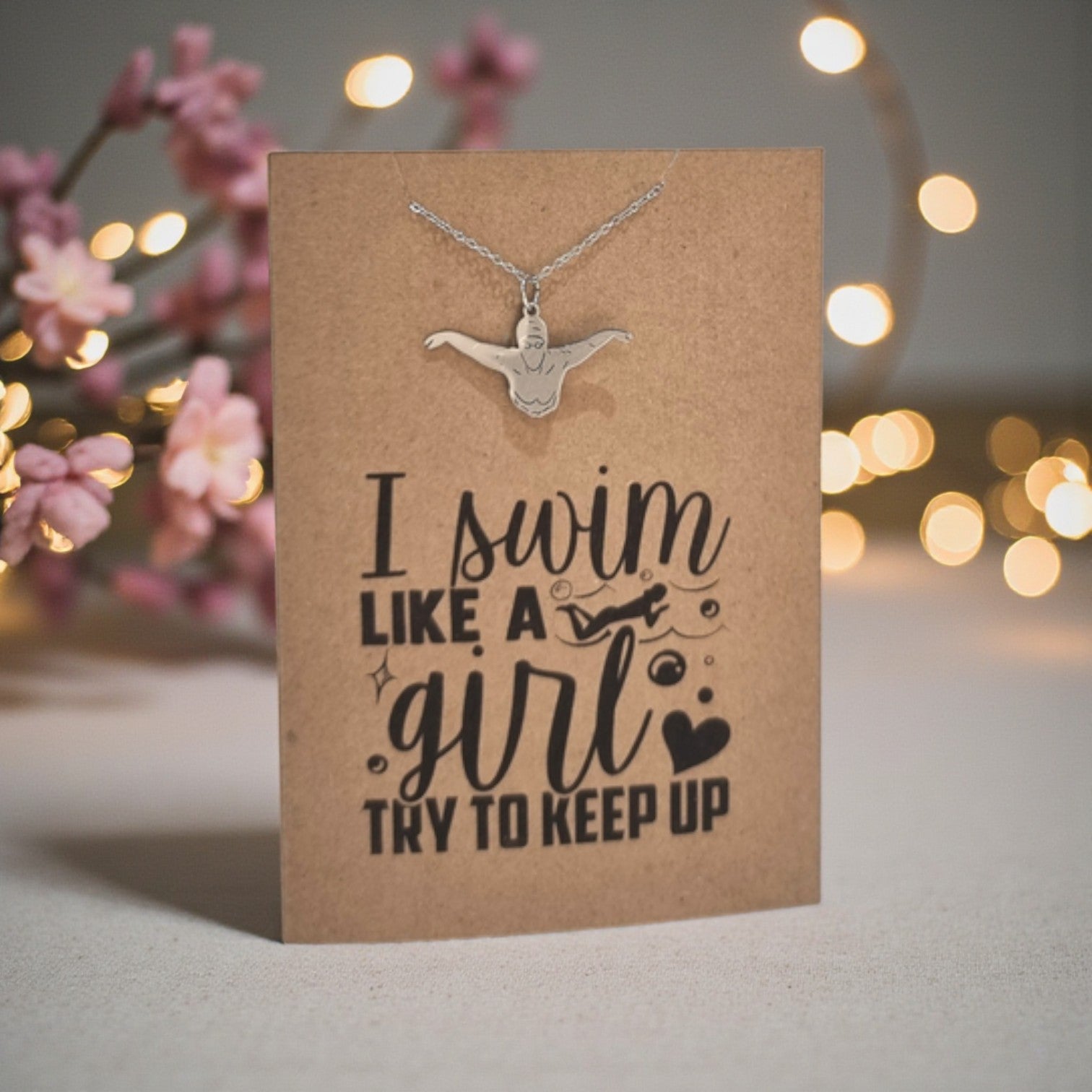 Swim Pendant and Chain - Card 555