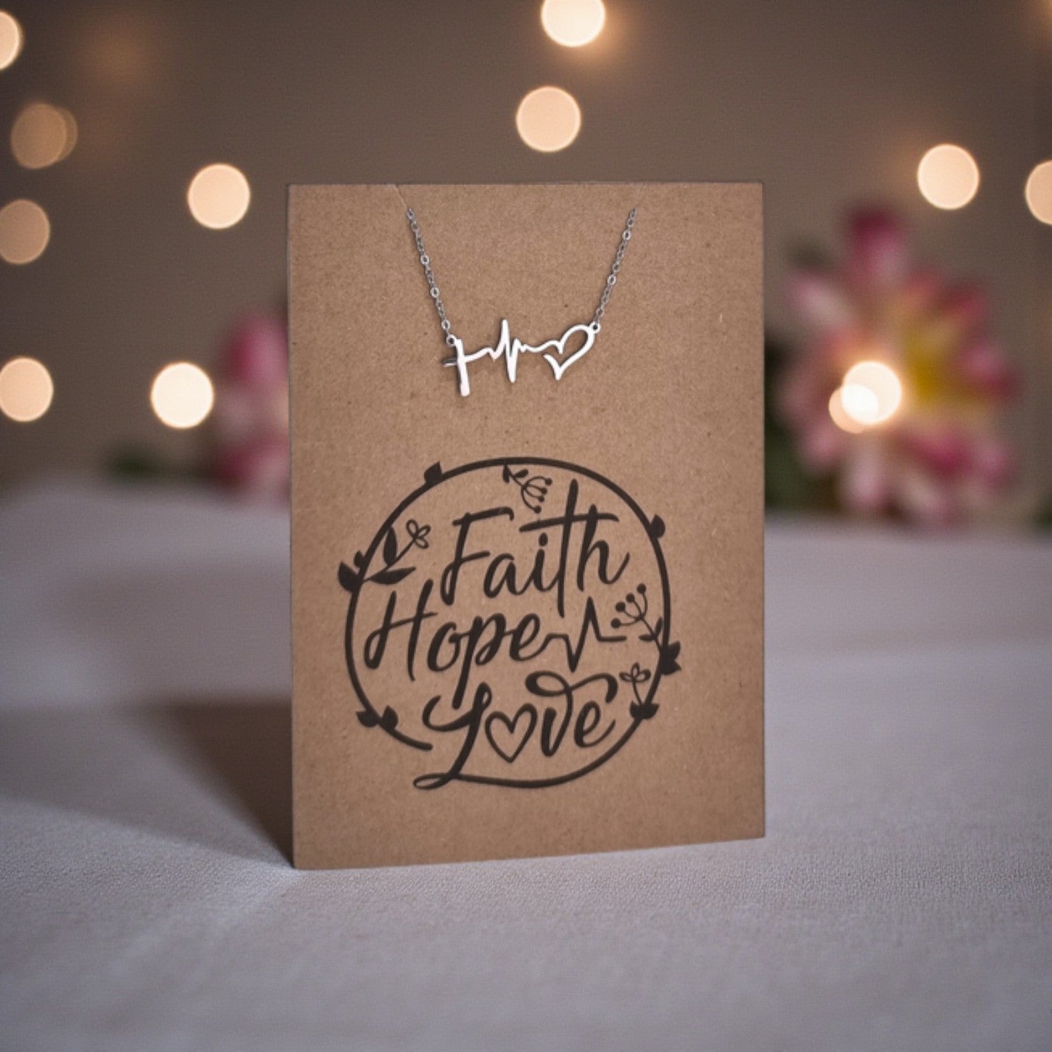 Faith Hope Love Pendant and Chain - Card 564