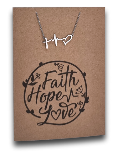 Faith Hope Love Pendant and Chain - Card 564