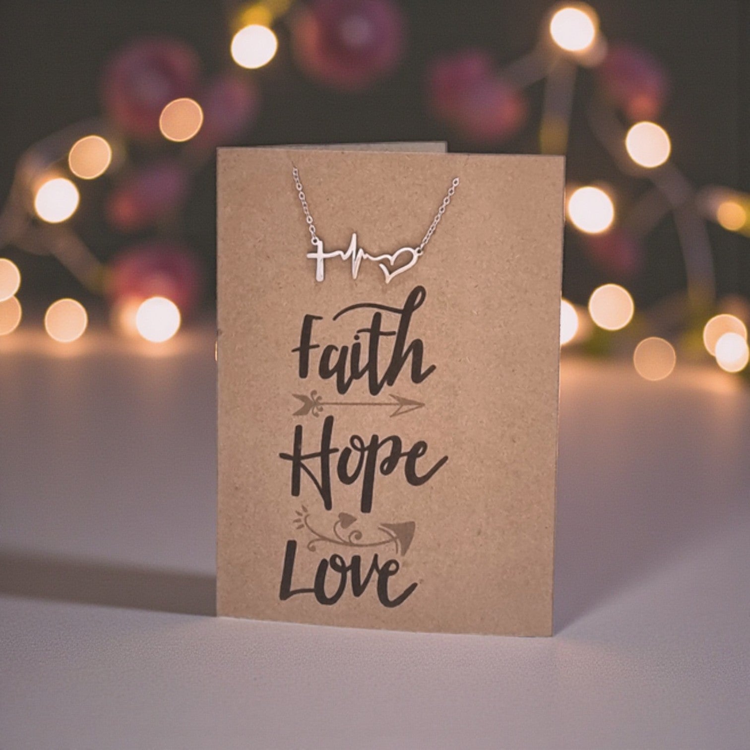 Faith Hope Love Pendant and Chain - Card 566