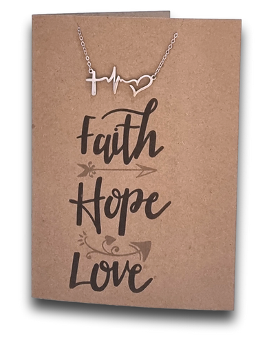 Faith Hope Love Pendant and Chain - Card 566