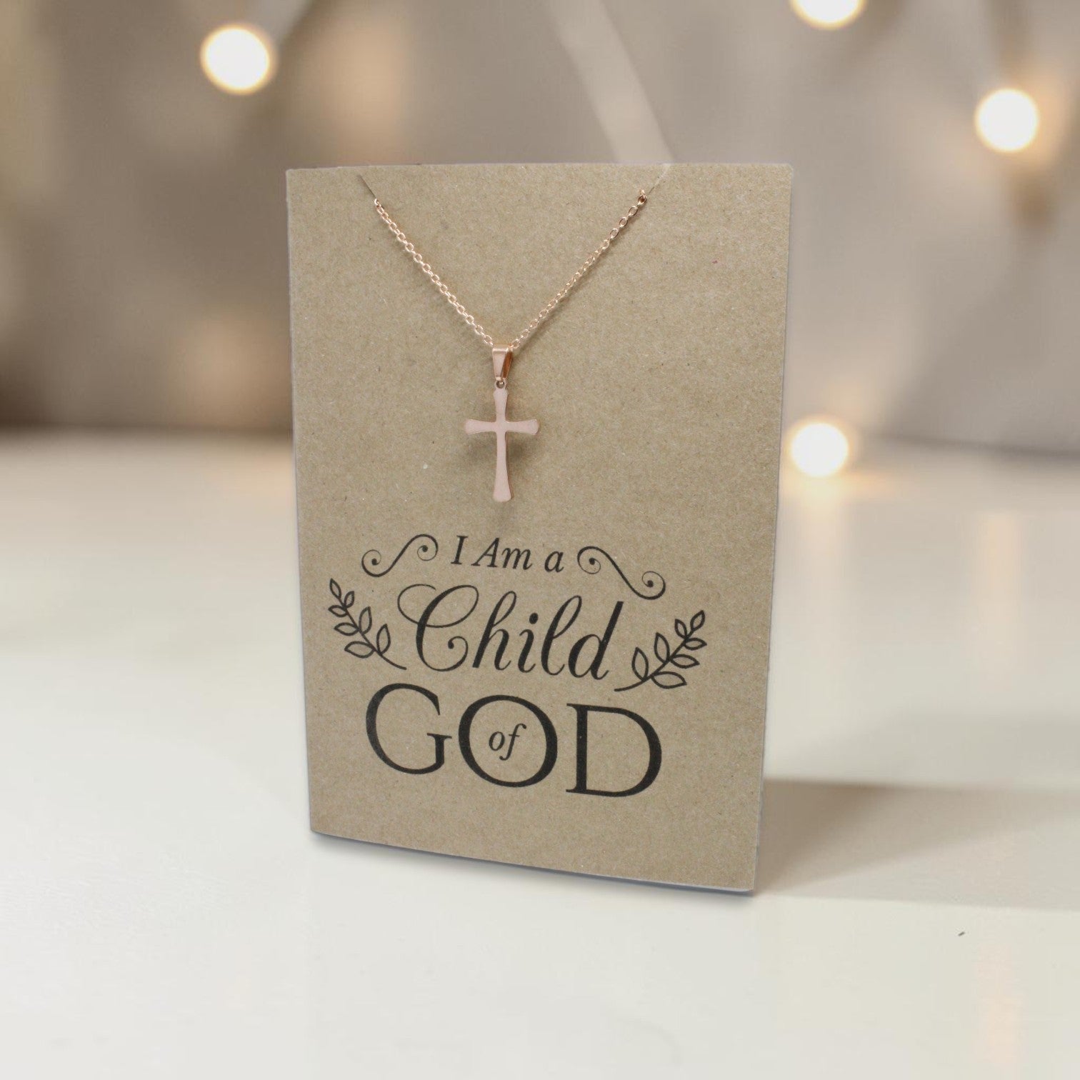Rose Gold Cross Pendant & Chain - Card 71