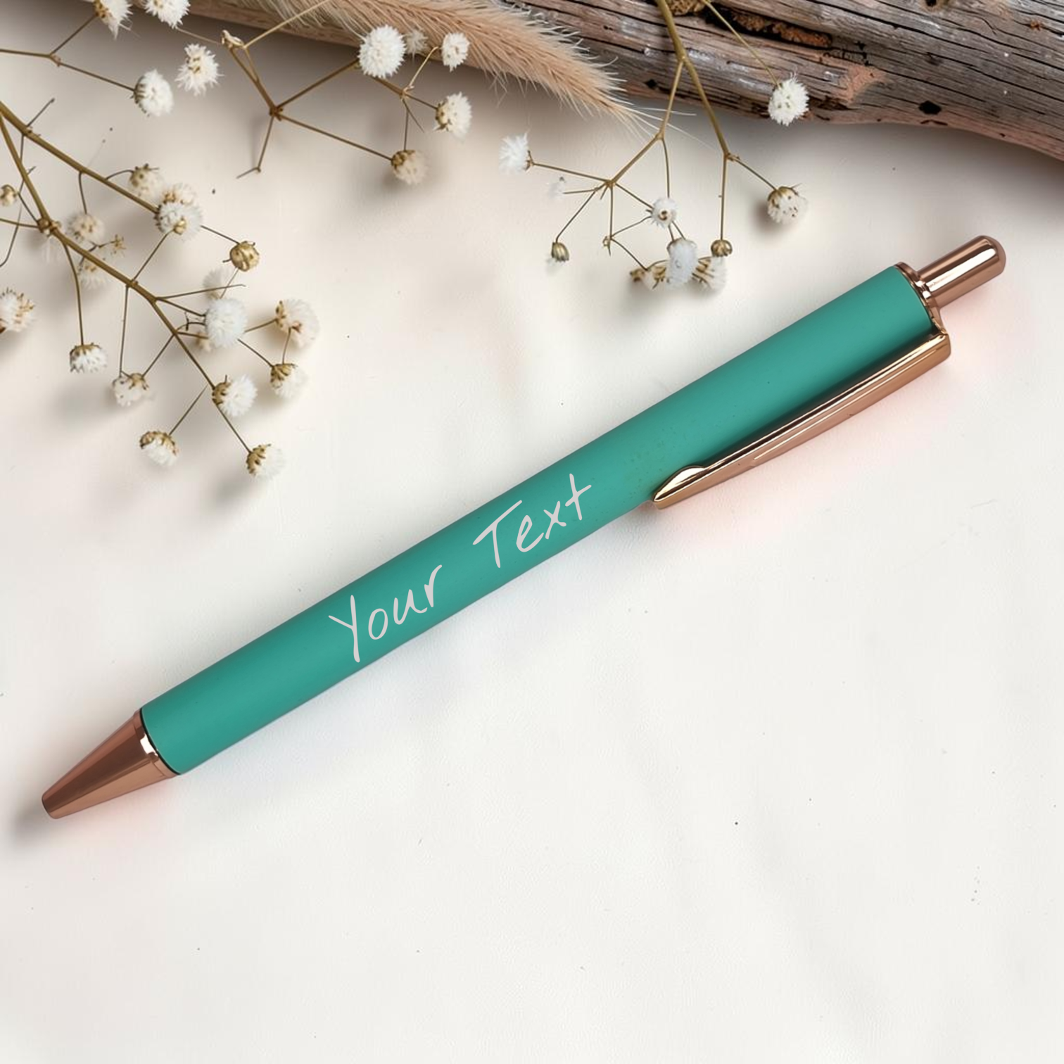 Personalized Powder Coated Pen - Turquoise*