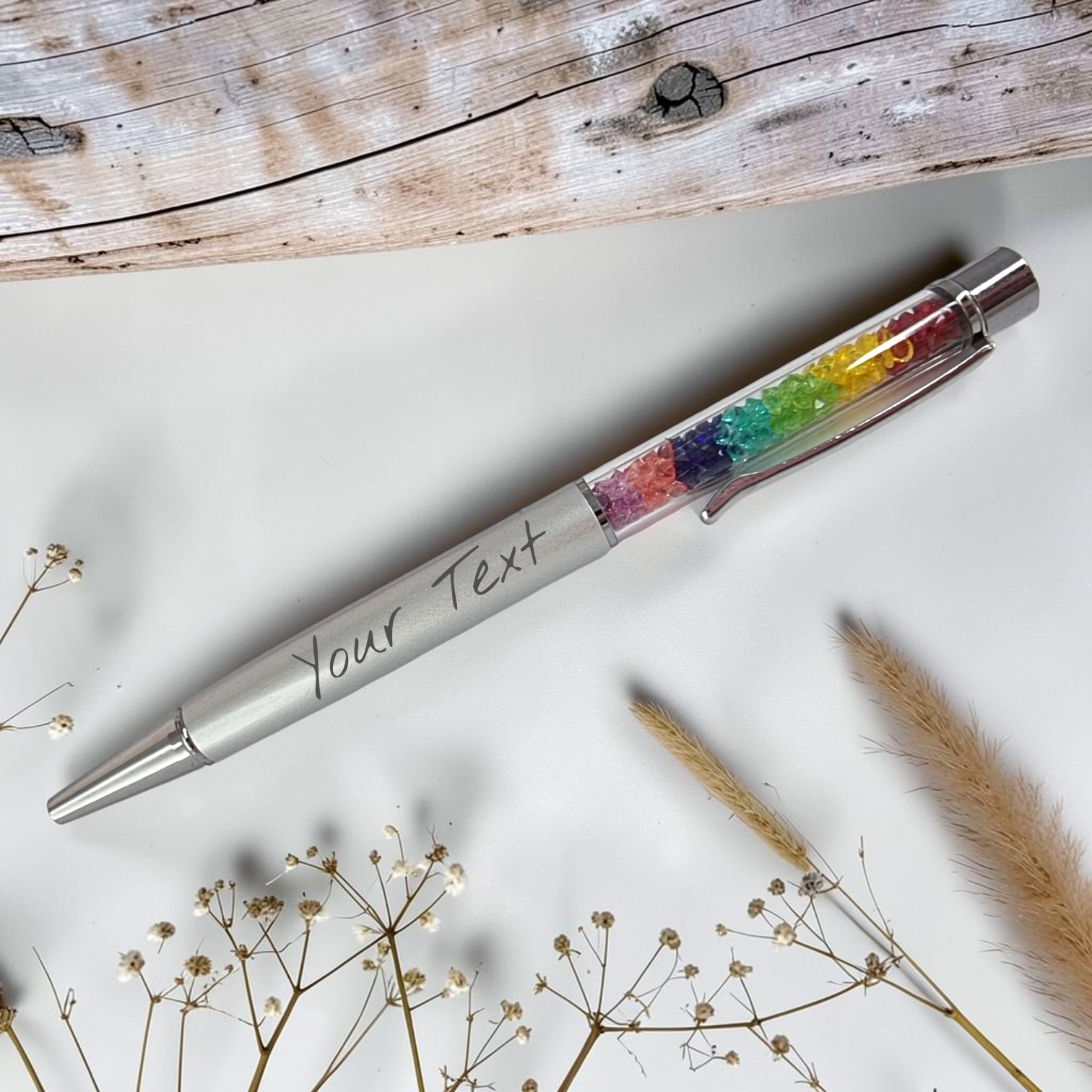 Personalized Crystal Pen - Silver Rainbow*