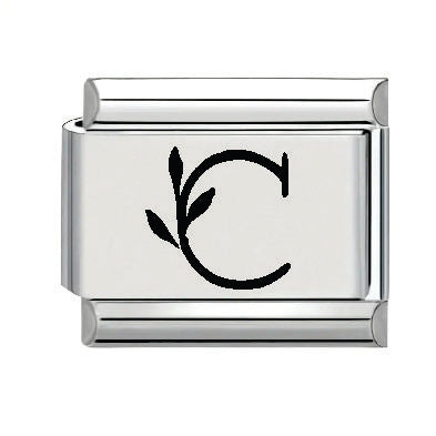 9mm Laser Italian Charm - Letter C