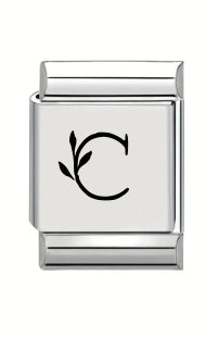 13mm Laser Italian Charm - Letter C
