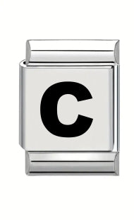 13mm Laser Italian Charm - Plain Letter C