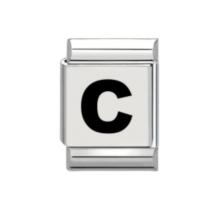 13mm Laser Italian Charm - Plain Letter C